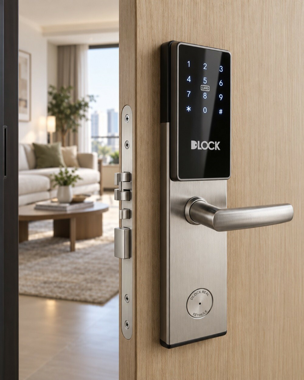 Fechadura Digital DLock DL 1900 Grande Prata de Embutir - Lado Direito