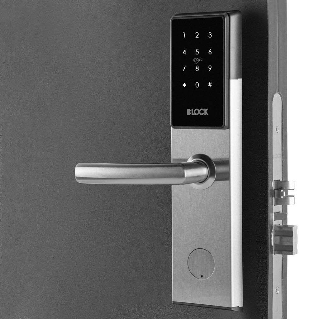Fechadura Digital DLock DL 1900 Grande Prata de Embutir - Lado Esquerdo